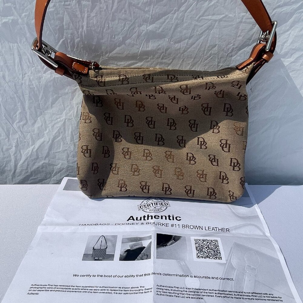 Vintage  DOONEY AND BOURKE Brown Monogram DB Canvas Shoulder Handbag